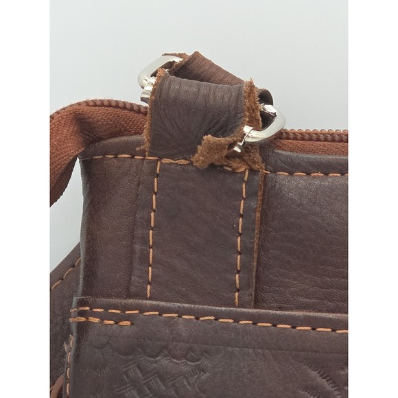 American West Brown Tooled Leather Concealed Carry Purse Made In Paraguay - Picture 9 of 16